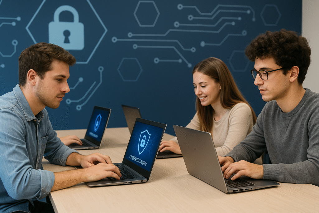 Des étudiants étudient la cybersécurité